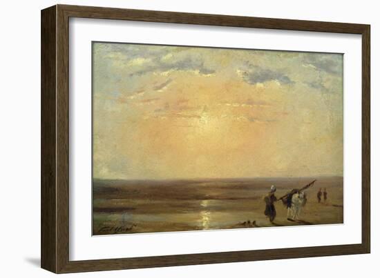 The Beach at Trouville with Setting Sun-Paul Huet-Framed Giclee Print