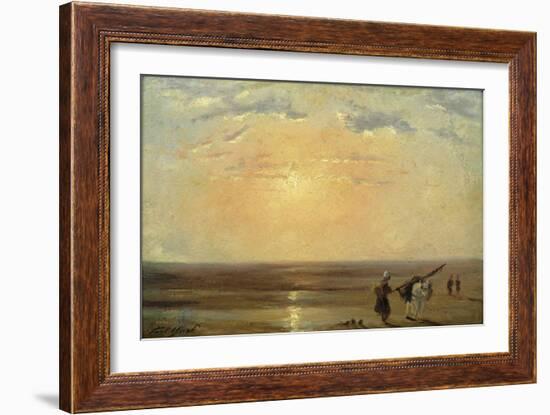 The Beach at Trouville with Setting Sun-Paul Huet-Framed Giclee Print