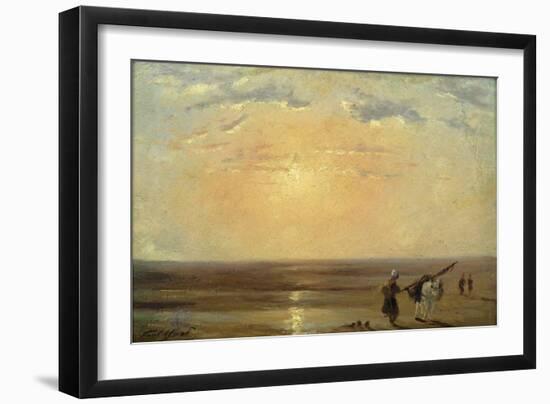 The Beach at Trouville with Setting Sun-Paul Huet-Framed Giclee Print