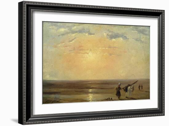 The Beach at Trouville with Setting Sun-Paul Huet-Framed Giclee Print