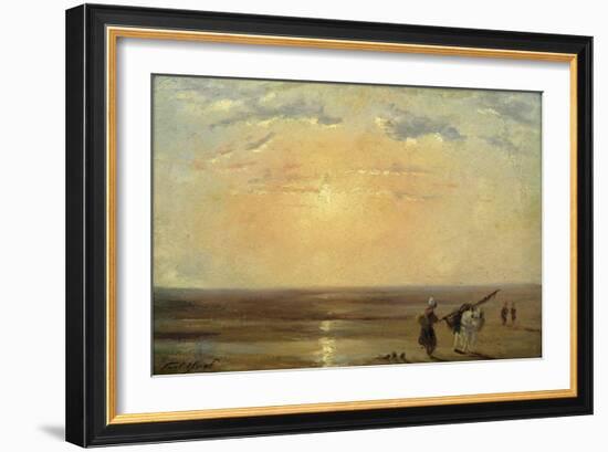 The Beach at Trouville with Setting Sun-Paul Huet-Framed Giclee Print