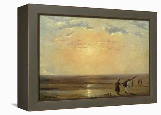 The Beach at Trouville with Setting Sun-Paul Huet-Framed Premier Image Canvas