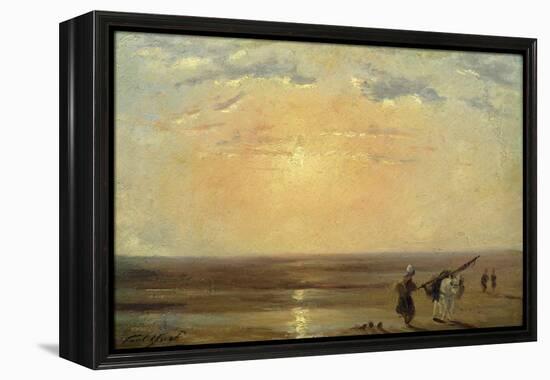 The Beach at Trouville with Setting Sun-Paul Huet-Framed Premier Image Canvas