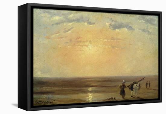 The Beach at Trouville with Setting Sun-Paul Huet-Framed Premier Image Canvas