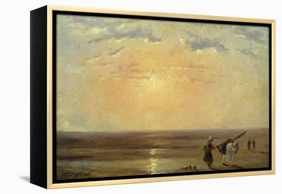 The Beach at Trouville with Setting Sun-Paul Huet-Framed Premier Image Canvas