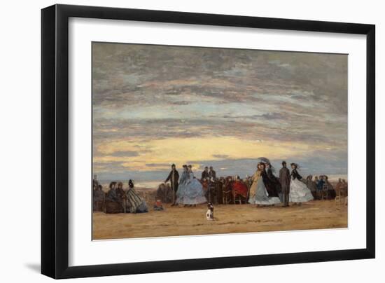 The Beach at Villerville, 1864 (Oil on Canvas)-Eugene Louis Boudin-Framed Giclee Print