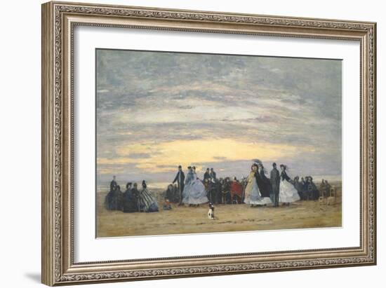 The Beach at Villerville, 1864-Eugene Louis Boudin-Framed Giclee Print