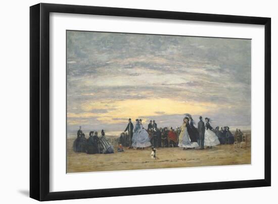 The Beach at Villerville, 1864-Eugene Louis Boudin-Framed Giclee Print