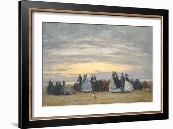 The Beach at Villerville, 1864-Eugene Louis Boudin-Framed Giclee Print