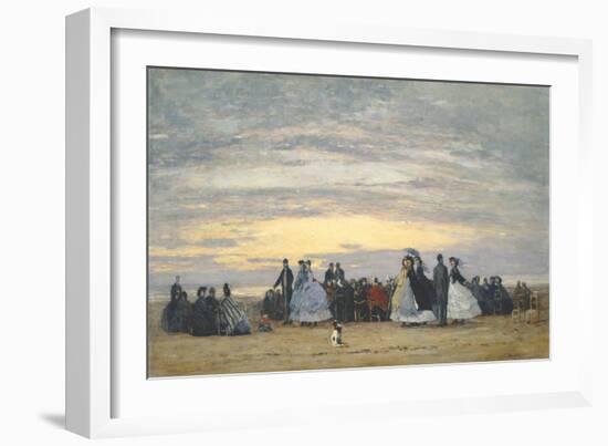 The Beach at Villerville, 1864-Eugene Louis Boudin-Framed Giclee Print