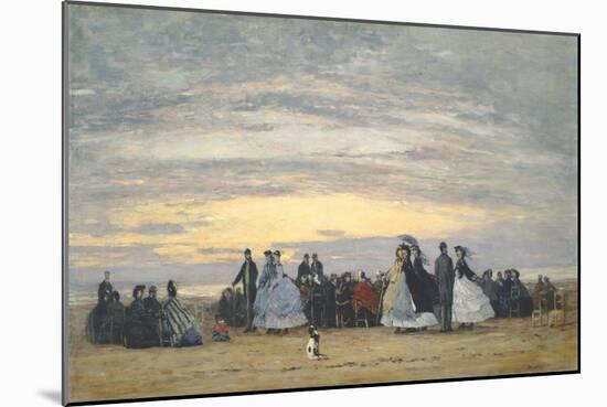 The Beach at Villerville, 1864-Eugene Louis Boudin-Mounted Giclee Print