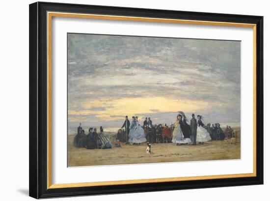 The Beach at Villerville, 1864-Eugene Louis Boudin-Framed Giclee Print