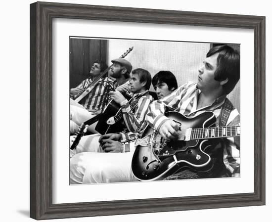 The Beach Boys (Dennis Wilson, Dave Marks, Carl Wilson, Brian Wilson and Mike Love) July 11, 1966-null-Framed Photo