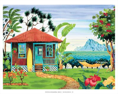 The Beach House Hawaii Hawaiian Islands Tropical Paradise Giclee Print Robin Wethe Altman Art Com