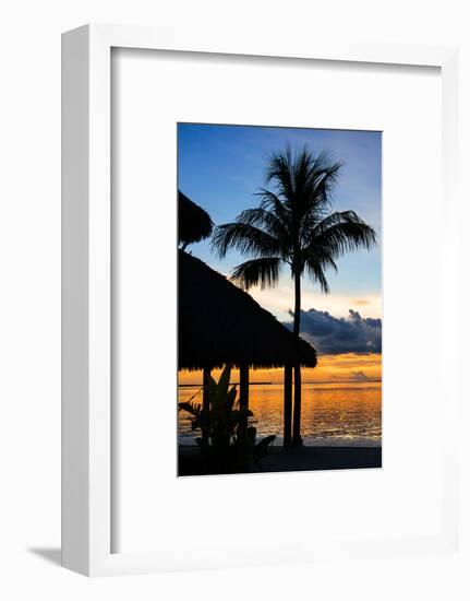 The Beach Hut and Palm Tree at Sunset - Florida - USA-Philippe Hugonnard-Framed Photographic Print