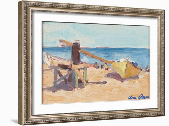 The Beach, La Linea (Oil on Canvasboard)-Ann Oram-Framed Giclee Print