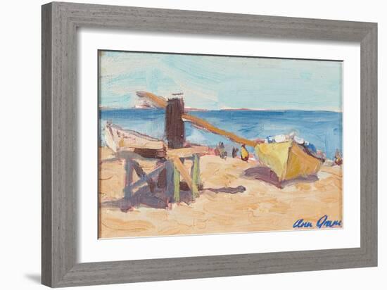 The Beach, La Linea (Oil on Canvasboard)-Ann Oram-Framed Giclee Print