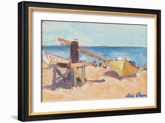 The Beach, La Linea (Oil on Canvasboard)-Ann Oram-Framed Giclee Print