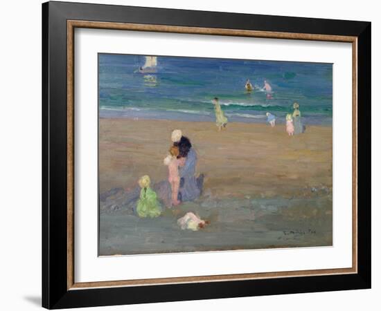 The Beach, Trouville-Emmanuel Phillips Fox-Framed Giclee Print