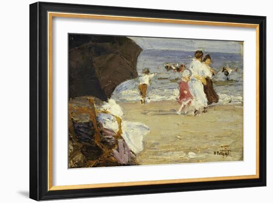 The Beach Umbrella-Edward Henry Potthast-Framed Giclee Print