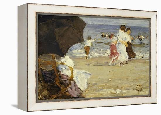 The Beach Umbrella-Edward Henry Potthast-Framed Premier Image Canvas