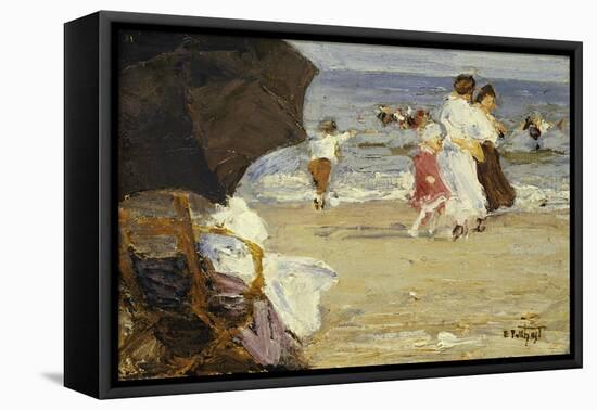 The Beach Umbrella-Edward Henry Potthast-Framed Premier Image Canvas