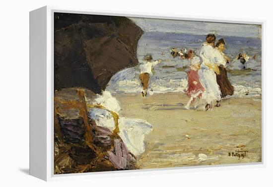 The Beach Umbrella-Edward Henry Potthast-Framed Premier Image Canvas