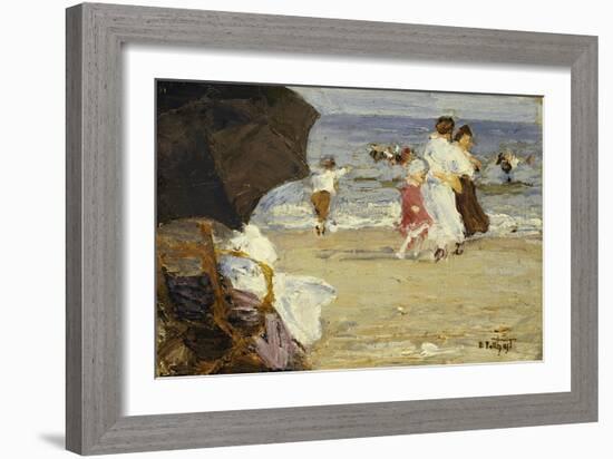 The Beach Umbrella-Edward Henry Potthast-Framed Giclee Print