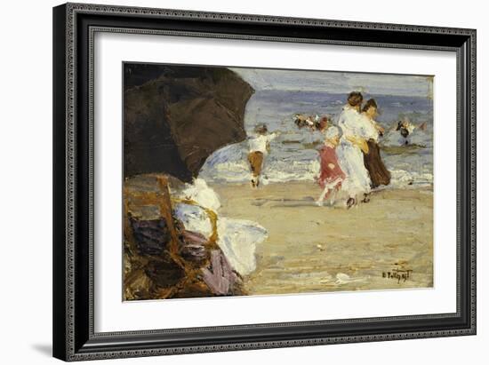 The Beach Umbrella-Edward Henry Potthast-Framed Giclee Print