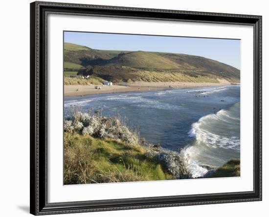 The Beach with Surfers at Woolacombe, Devon, England, United Kingdom, Europe-Ethel Davies-Framed Photographic Print