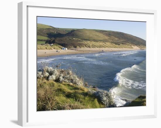 The Beach with Surfers at Woolacombe, Devon, England, United Kingdom, Europe-Ethel Davies-Framed Photographic Print