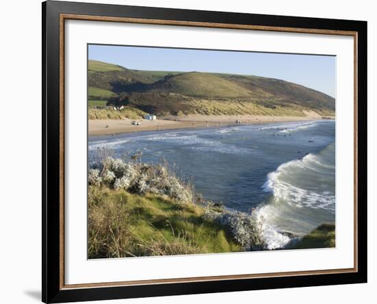 The Beach with Surfers at Woolacombe, Devon, England, United Kingdom, Europe-Ethel Davies-Framed Photographic Print