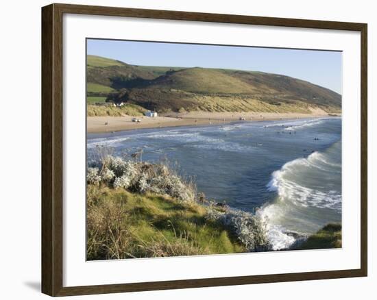 The Beach with Surfers at Woolacombe, Devon, England, United Kingdom, Europe-Ethel Davies-Framed Photographic Print