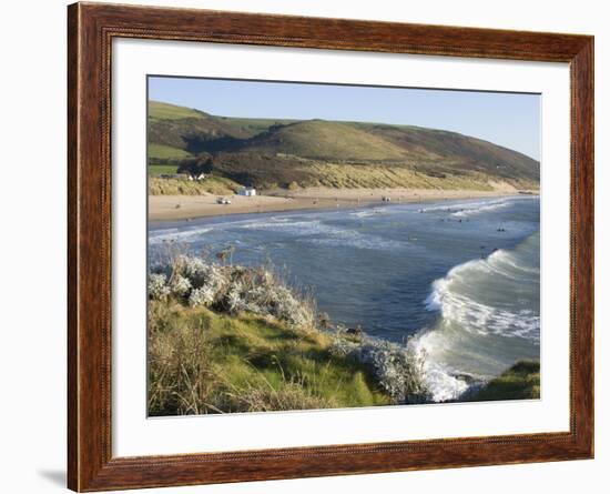 The Beach with Surfers at Woolacombe, Devon, England, United Kingdom, Europe-Ethel Davies-Framed Photographic Print