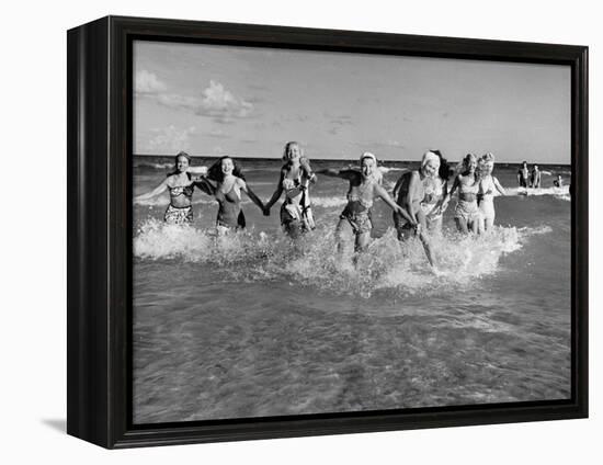 The Beachcomber Girls Who Work Night Clubs are Hanging Out at Beach in the Daytime-Allan Grant-Framed Premier Image Canvas