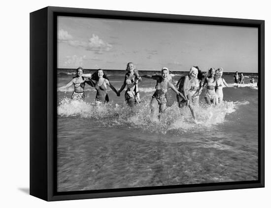 The Beachcomber Girls Who Work Night Clubs are Hanging Out at Beach in the Daytime-Allan Grant-Framed Premier Image Canvas