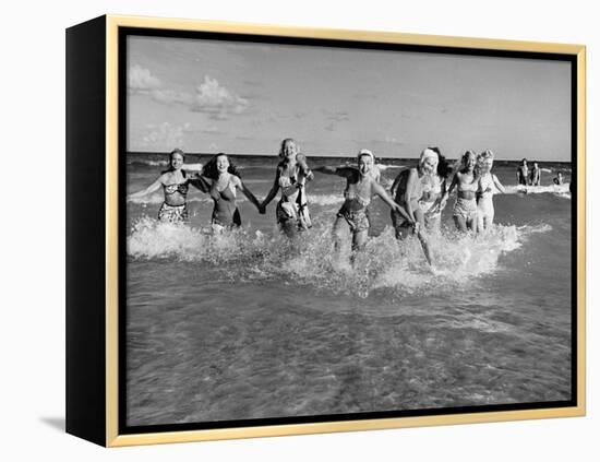 The Beachcomber Girls Who Work Night Clubs are Hanging Out at Beach in the Daytime-Allan Grant-Framed Premier Image Canvas