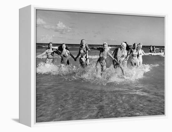The Beachcomber Girls Who Work Night Clubs are Hanging Out at Beach in the Daytime-Allan Grant-Framed Premier Image Canvas