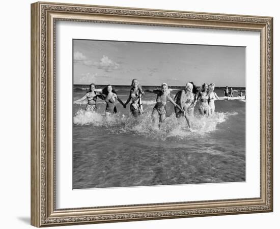 The Beachcomber Girls Who Work Night Clubs are Hanging Out at Beach in the Daytime-Allan Grant-Framed Photographic Print