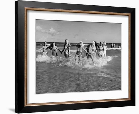 The Beachcomber Girls Who Work Night Clubs are Hanging Out at Beach in the Daytime-Allan Grant-Framed Photographic Print