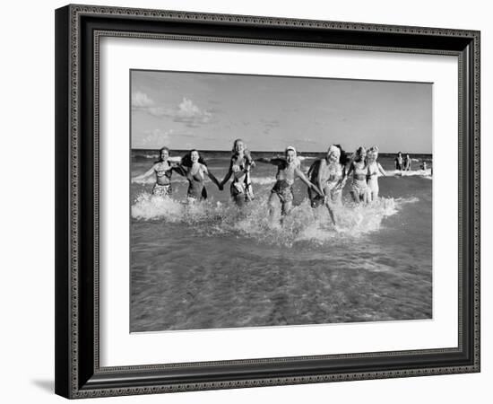 The Beachcomber Girls Who Work Night Clubs are Hanging Out at Beach in the Daytime-Allan Grant-Framed Photographic Print