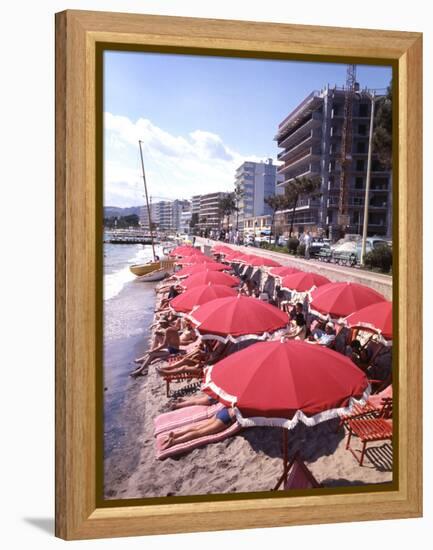 The Beachfront at Esterel Plage in Juan Les Pins on the French Riviera, France-Ralph Crane-Framed Premier Image Canvas