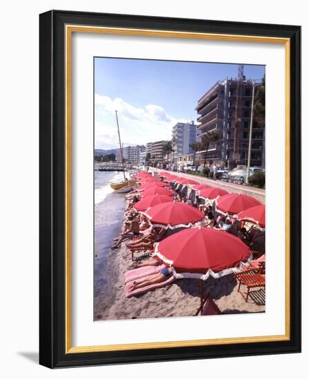 The Beachfront at Esterel Plage in Juan Les Pins on the French Riviera, France-Ralph Crane-Framed Photographic Print