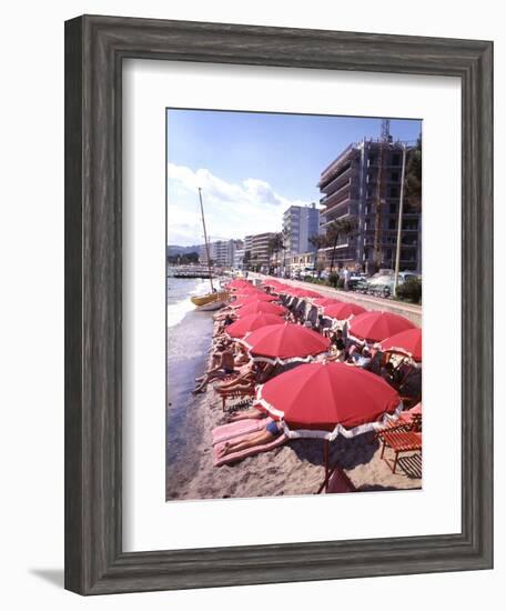 The Beachfront at Esterel Plage in Juan Les Pins on the French Riviera, France-Ralph Crane-Framed Photographic Print