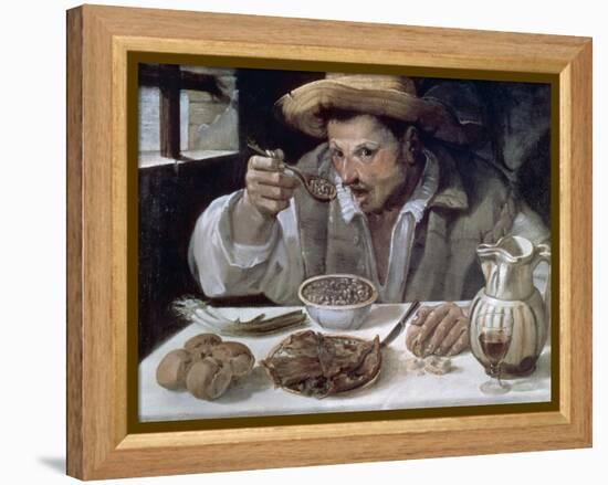 The Bean Eater, 1584-85-Annibale Carracci-Framed Premier Image Canvas