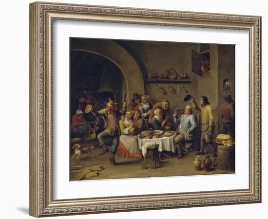 The Bean King (The Feast of the Bean Kin)-David Teniers the Younger-Framed Giclee Print