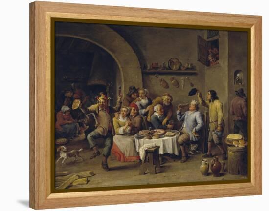 The Bean King (The Feast of the Bean Kin)-David Teniers the Younger-Framed Premier Image Canvas