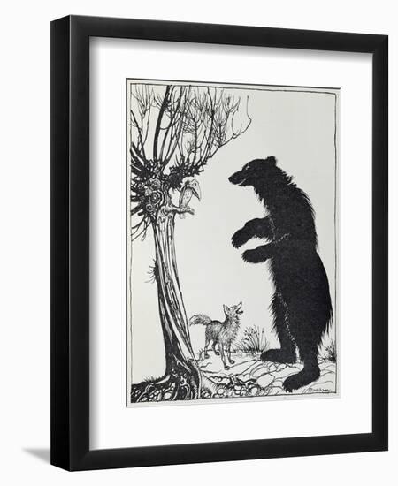 The Bear and the Fox, Illustration from 'Aesop's Fables', Published by Heinemann, 1912-Arthur Rackham-Framed Giclee Print