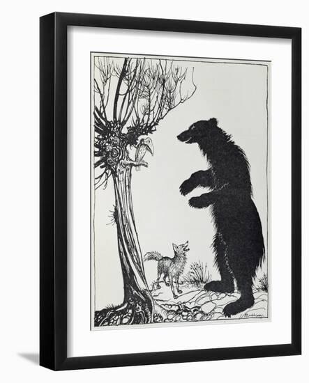 The Bear and the Fox, Illustration from 'Aesop's Fables', Published by Heinemann, 1912-Arthur Rackham-Framed Giclee Print