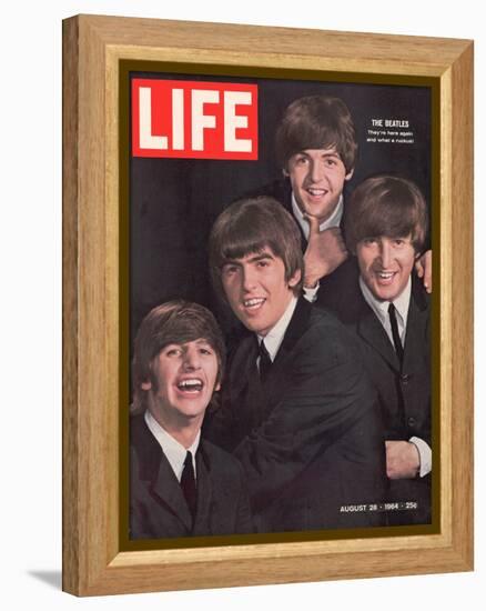 The Beatles, Ringo Starr, George Harrison, Paul Mccartney and John Lennon, August 28, 1964-John Dominis-Framed Premier Image Canvas